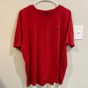 Red Polo with Blue Horse size: Large